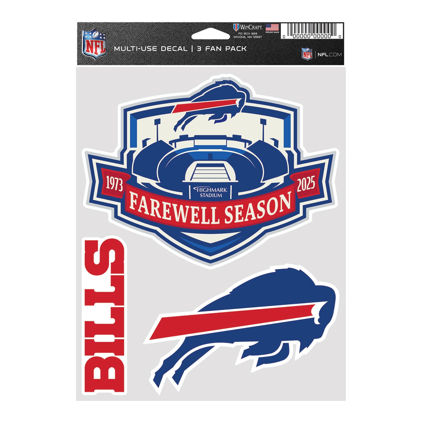 Buffalo Bills Farewell Season Decal In Blue & Red - Front View