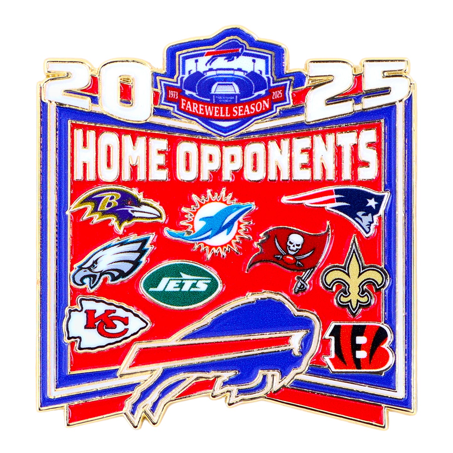 Highmark Stadium Farewell Season Home Opponents Hatpin In Red - Front View