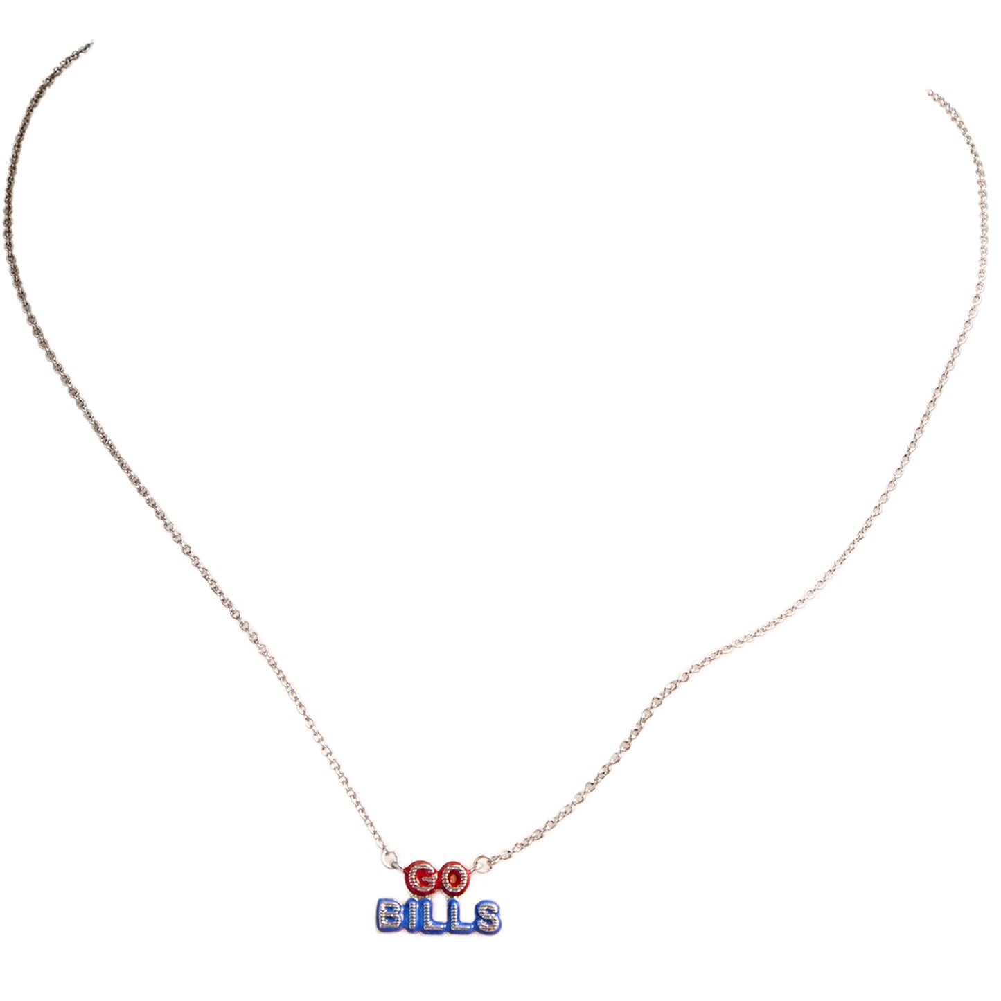 Buffalo Bills Go Bills Slogan Necklace In Red & Blue - Full View 2