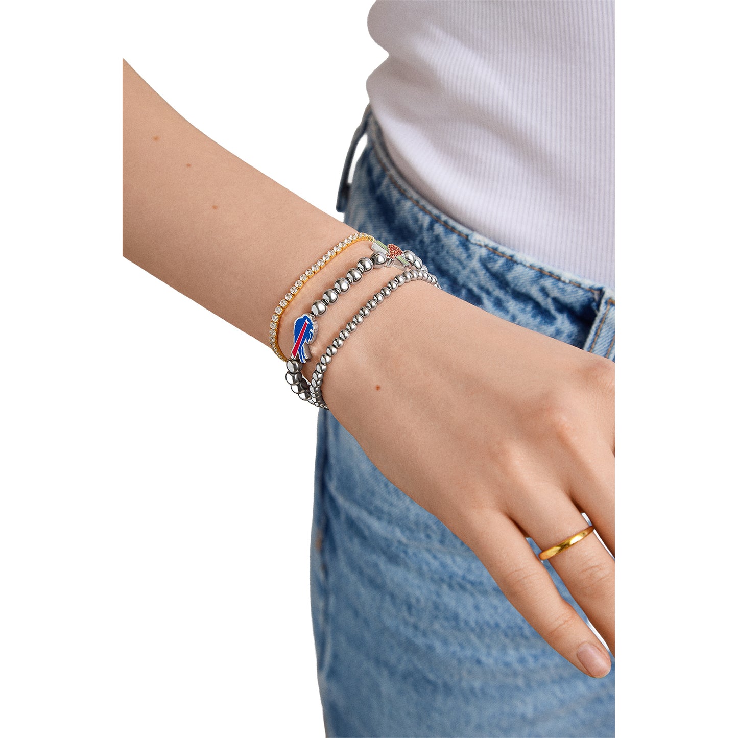 Buffalo Bills Local Icon Charm Bracelet In Silver - Model View