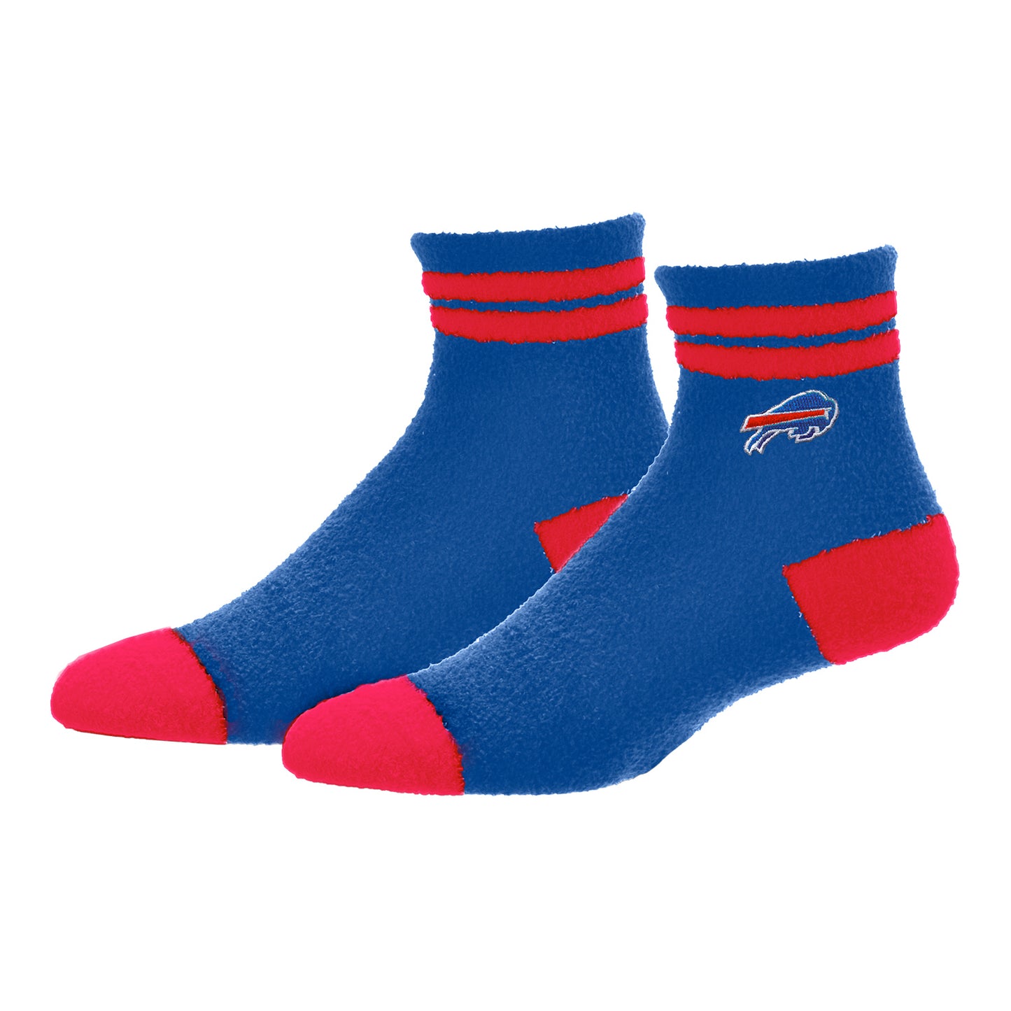 Ladies Bills 2 Stripe Cozy Socks In Blue & Red - Combined Pair Left Side View