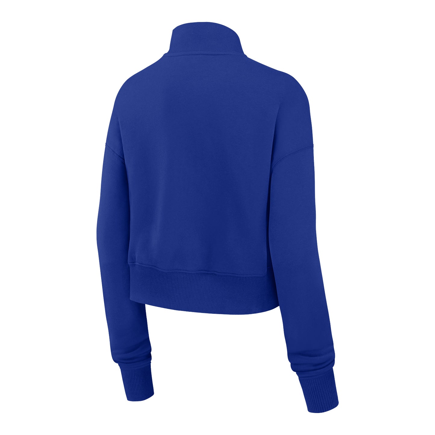 Ladies Bills Nike Phoenix Cript Crop 1/4 Zip In Blue - Back View