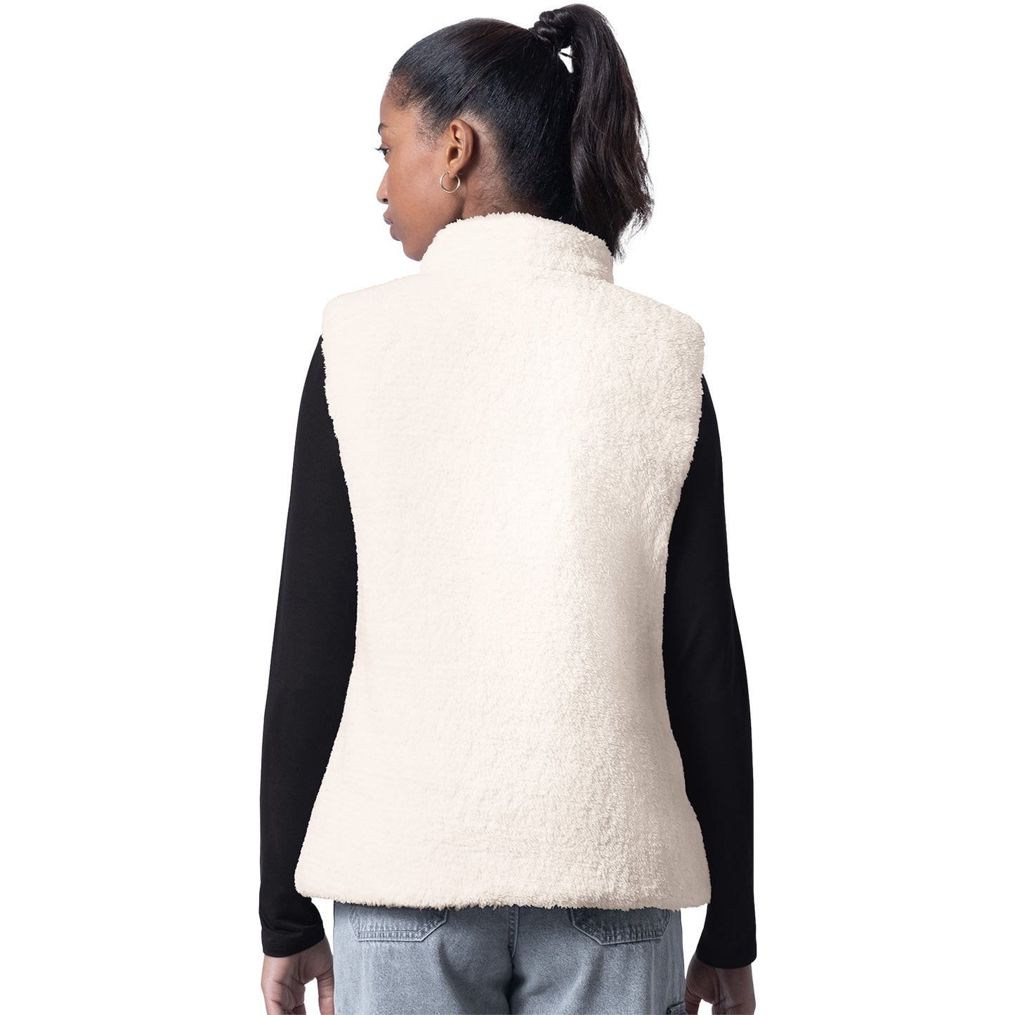 Ladies Buffalo Bills Revenge Reversible Sherpa Vest In White - Front View