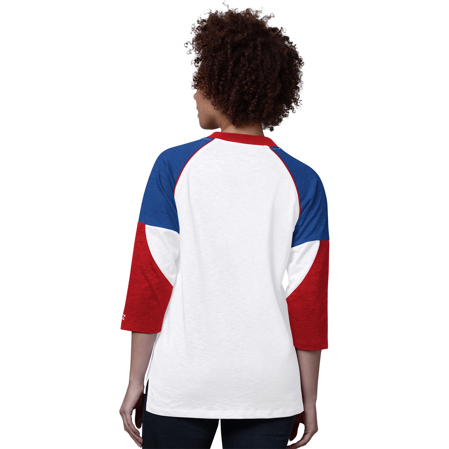 Buffalo Bills 3/4 Sleeve Power Play Top In White - Back View