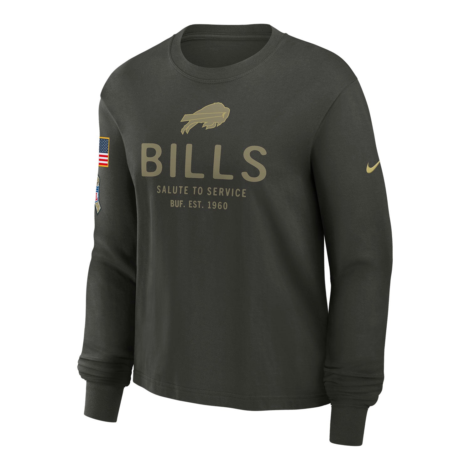 Ladies Buffalo Bills Nike 2025 Salute to Service Long Sleeve T
