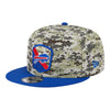 New Era Bills 2023 Salute to Service 9FIFTY Snapback Hat In Camouflage - Front Left View