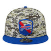 New Era Bills 2023 Salute to Service 9FIFTY Snapback Hat In Camouflage - Front View