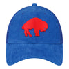 New Era Bills 9FORTY Corduroy Trucker Adjustable Hat In Blue - Front View