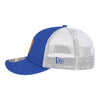 New Era Bills Low Profile 9FIFTY Patch Trucker Hat In Blue & White - Left Side View