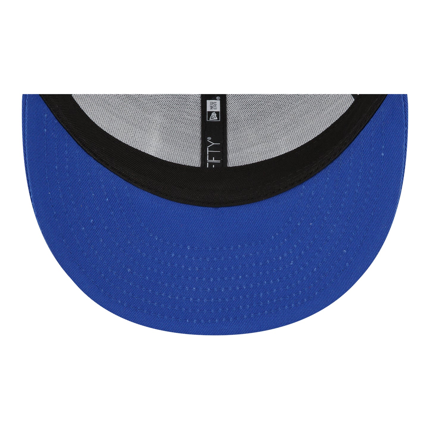 New Era Bills Low Profile 9FIFTY Patch Trucker Hat In Blue & White - Under Visor View