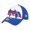 New Era Bills 39THIRTY 90's Paint Brush Flex Hat In Blue & White - Front Left View