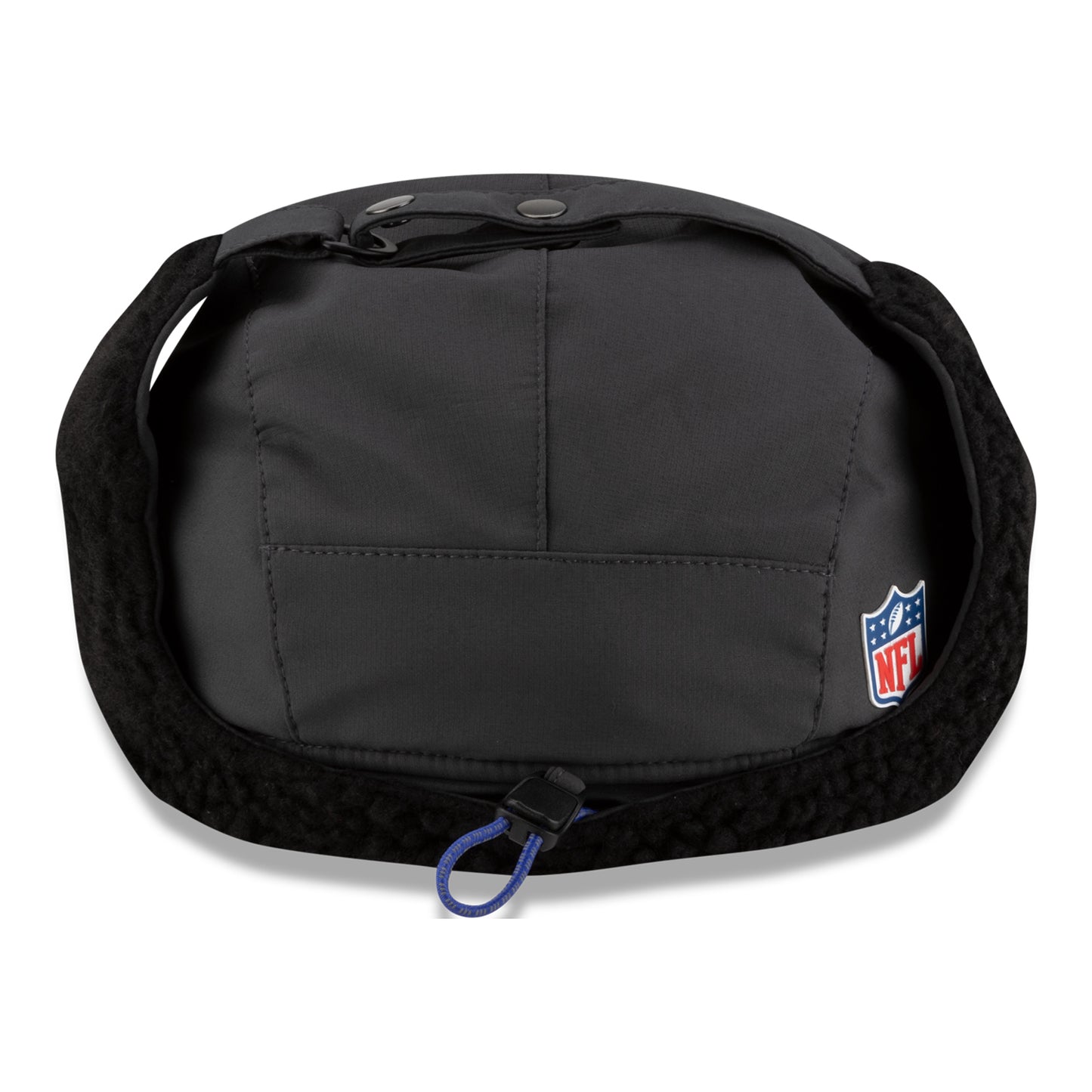 Buffalo Bills New Era Sideline Cold Weather Dog Ear Runner Hat In Black Folded - Back View