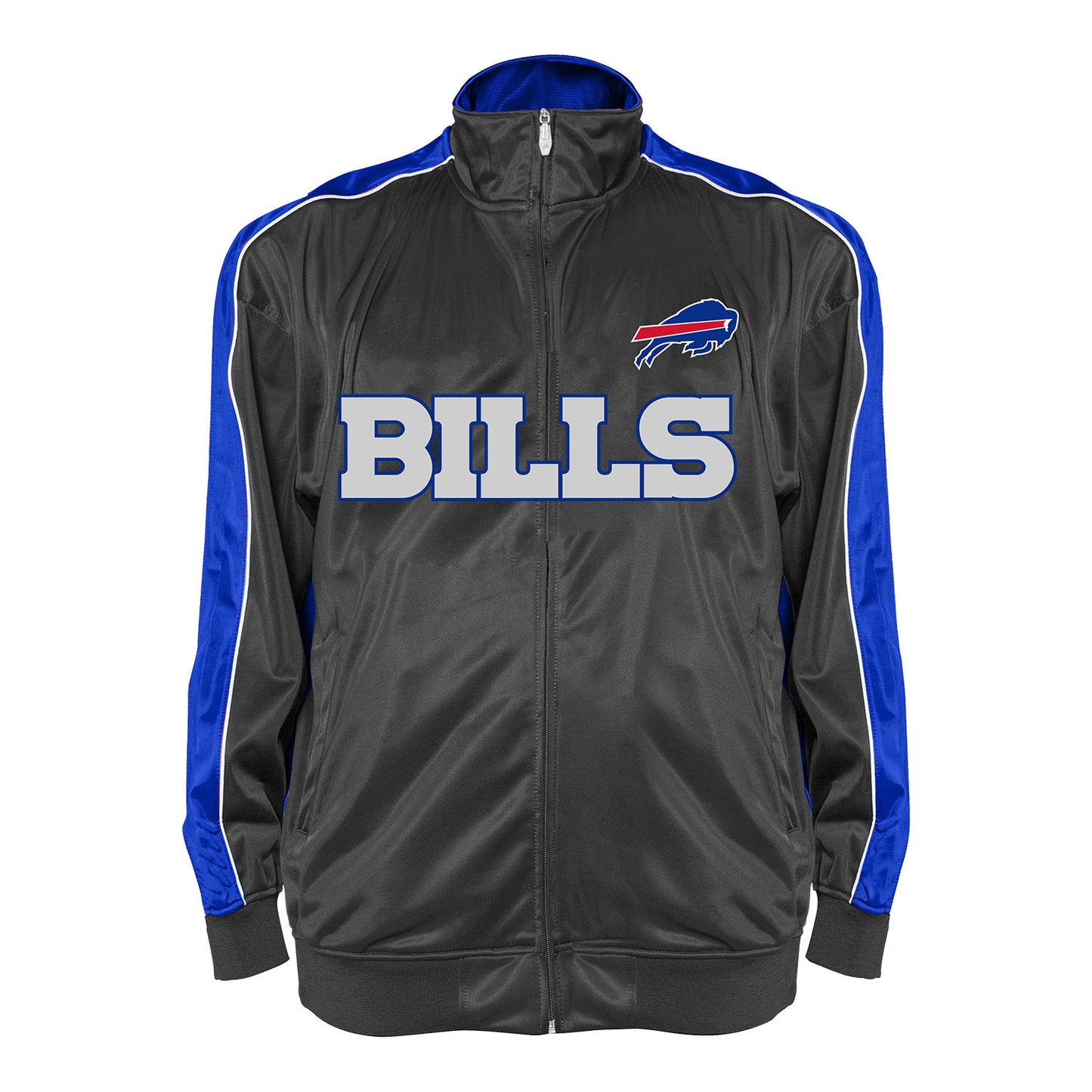 Big & Tall Bills Team Wordmark Full Zip Jacket In Grey - Front View