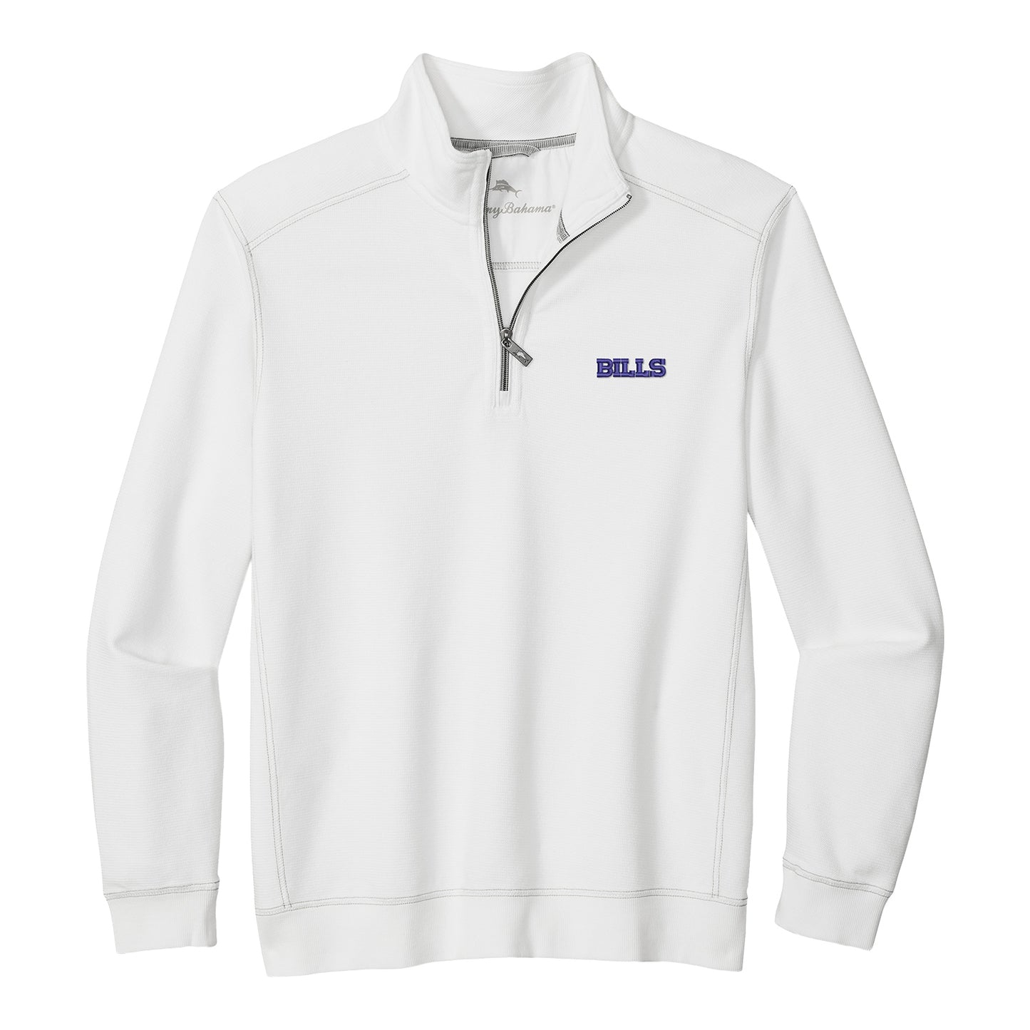 Buffalo Bills Tommy Bahama Montego Bay 1/2 Zip Pullover In White - Front View