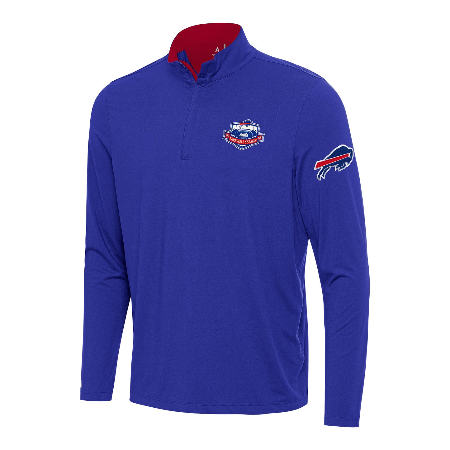 Buffalo Bills Antigua Highmark Stadium Final Season 1/4 Zip In Blue - Front View