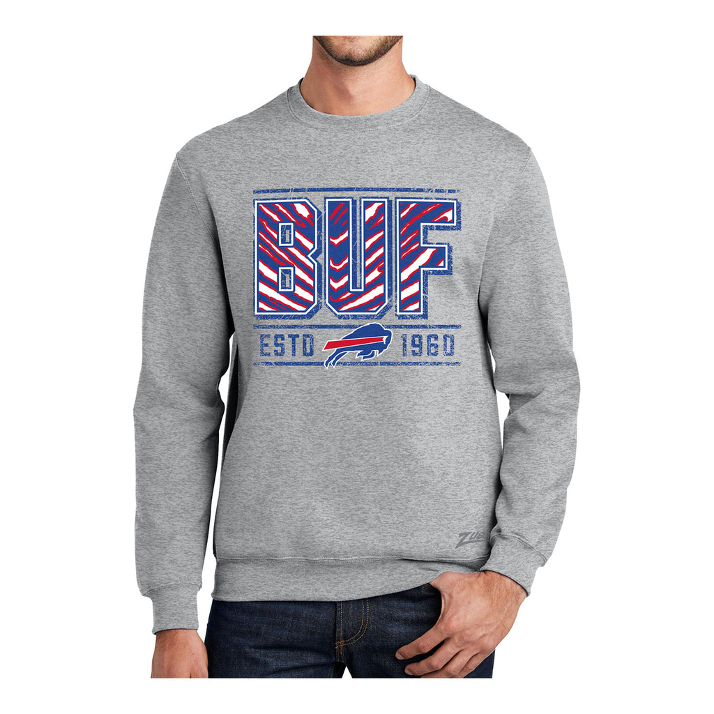 Zubaz NFL Women's Buffalo Bills Team Color & Slogan Crewneck