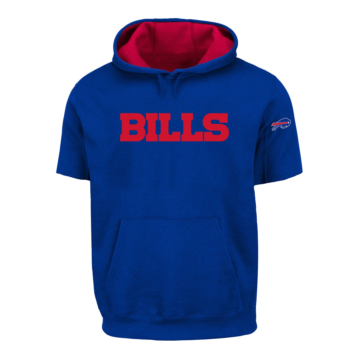 Buffalo Bills B&T Wordmark Short Sleeve Hoodie In Blue - Front View