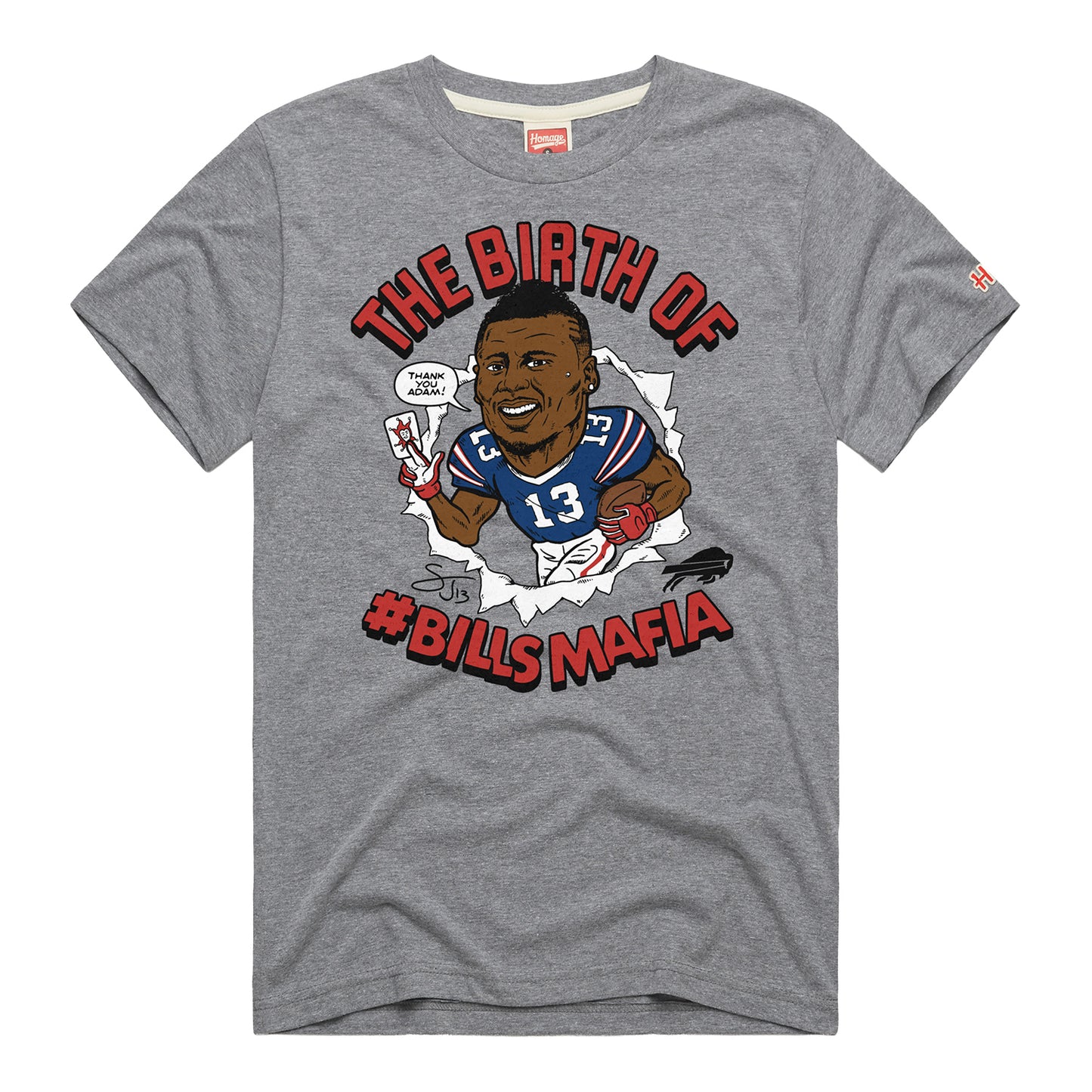Buffalo Bills Homage Stevie Johnson Bills Mafia T-Shirt In Grey - Front View