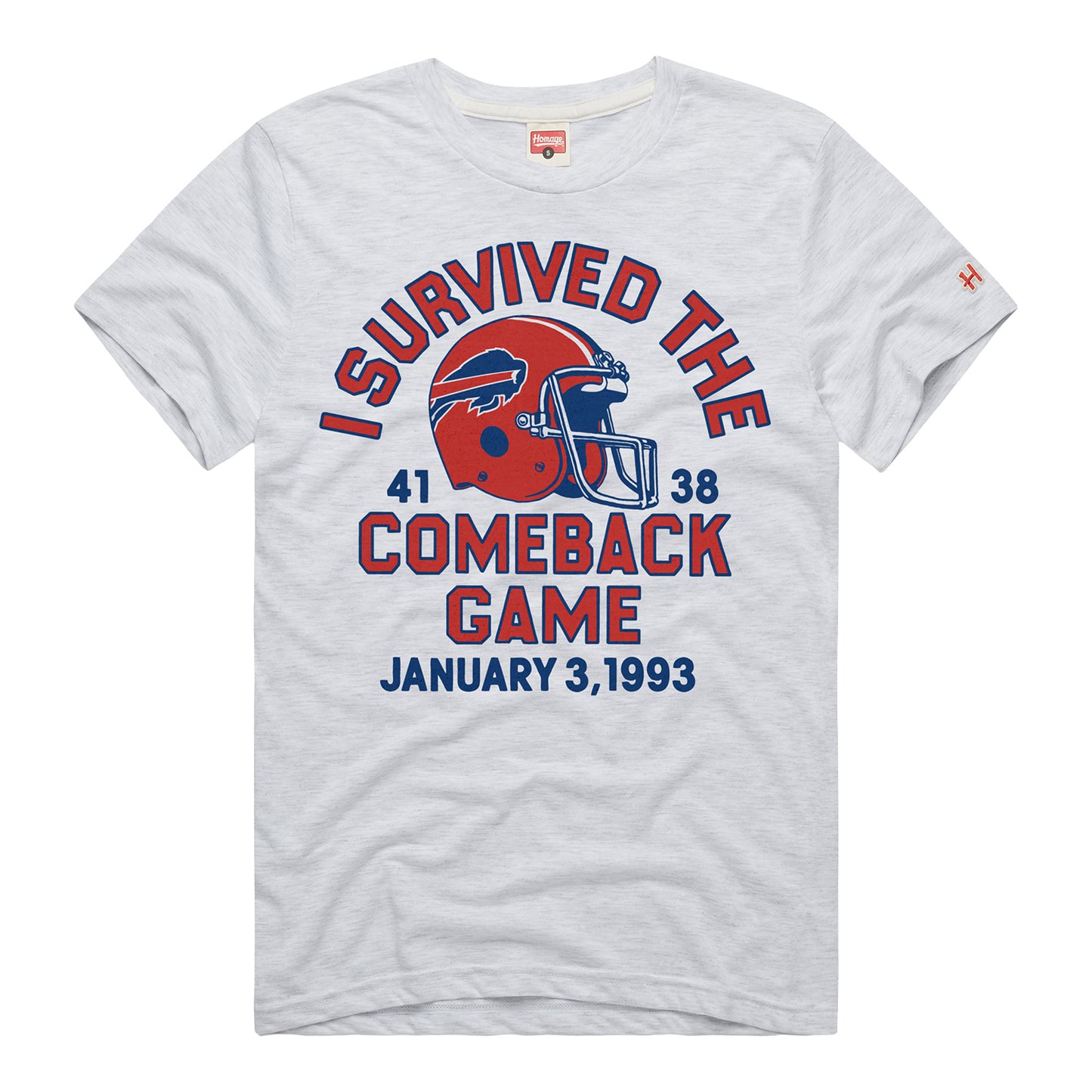 Buffalo Bills Homage Comeback Game T-Shirt In Grey - Front View