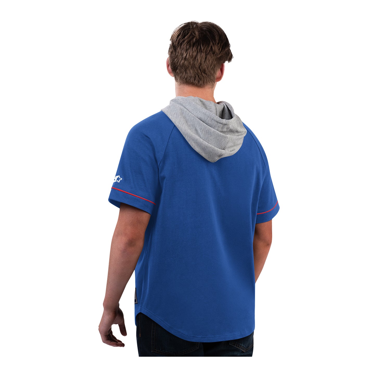 Starter Buffalo Bills Grand Slam Hoodie In Blue - Back View On Model