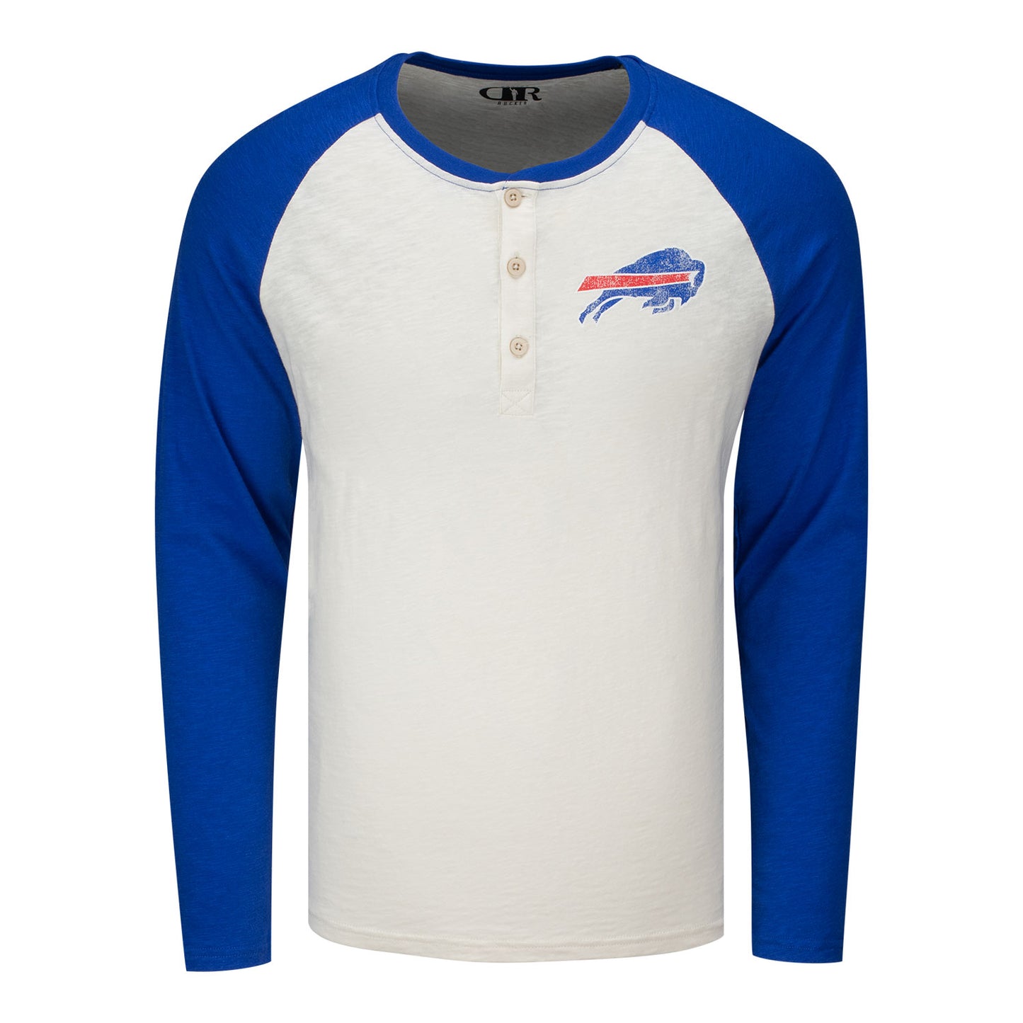 Men's Darius Rucker Bills Raglan Henley T-Shirt In White - Front View