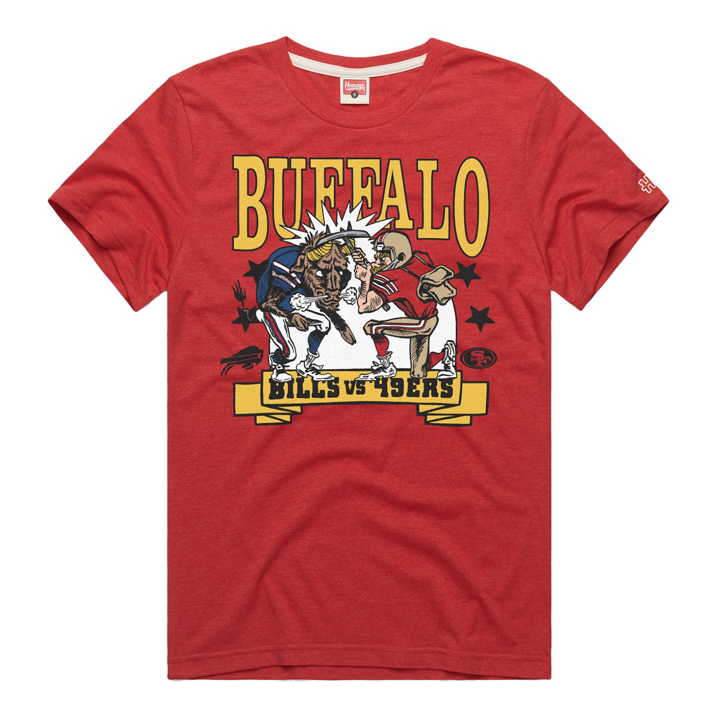 Buffalo Bills Homage 49ers Matchup T-Shirt In Red - Front View