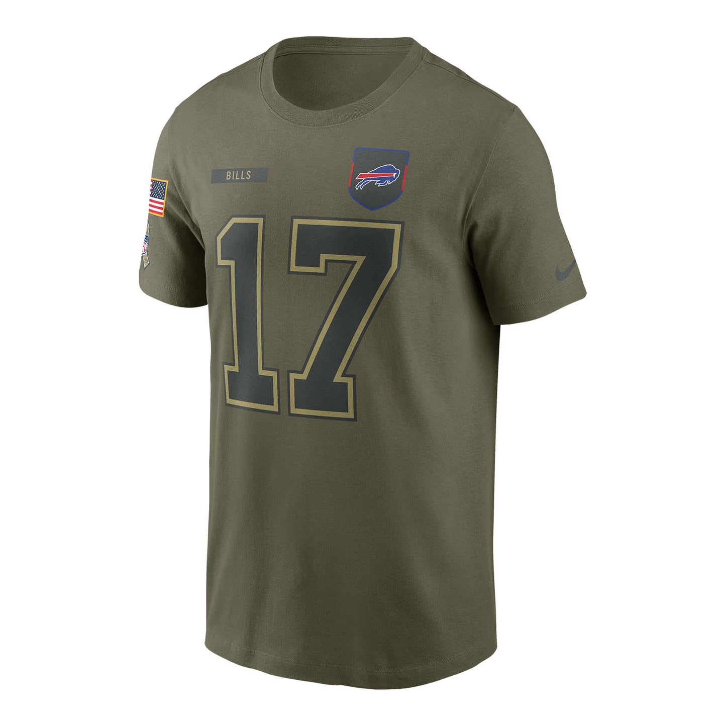 Nike Buffalo Bills 2025 Salute To Service Josh Allen Name & Number T-Shirt In Green - Front View
