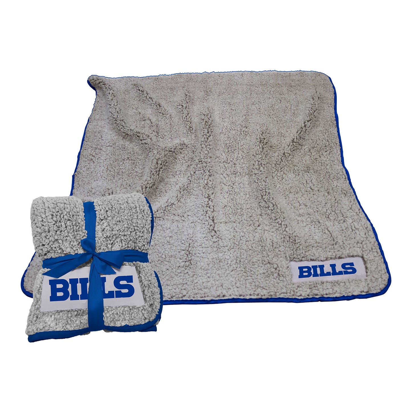 Bills Frosty Fleece Sherpa Blanket in Grey - Top View