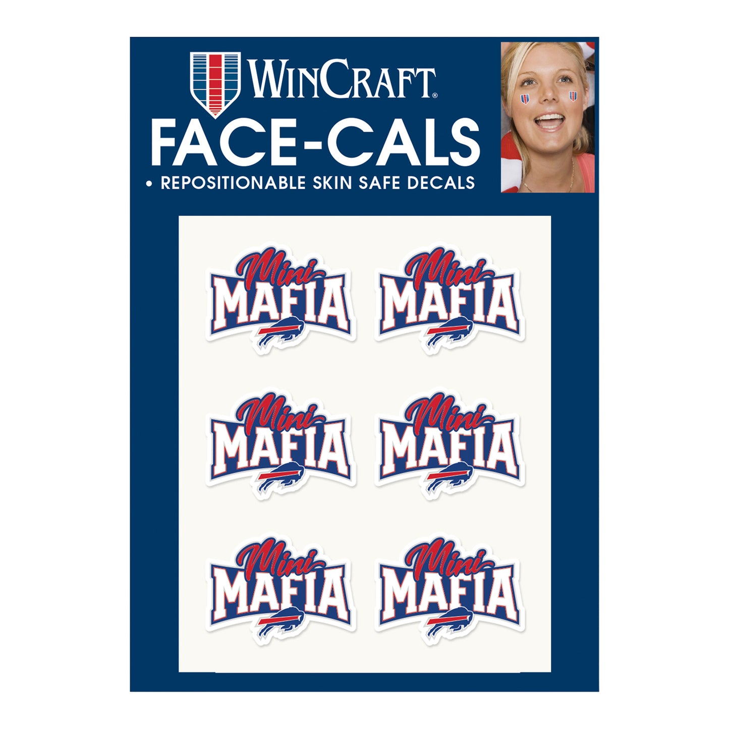 Buffalo Bills Mini Mafia Face Decals In Multi-Color - Front View