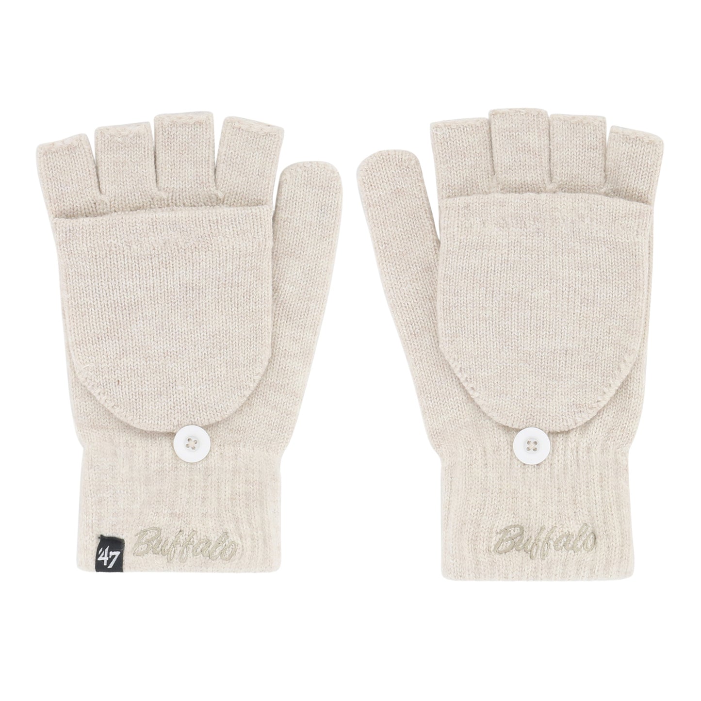 Buffalo Bills Latte Finger Cover Gloves In Cream - Folded View