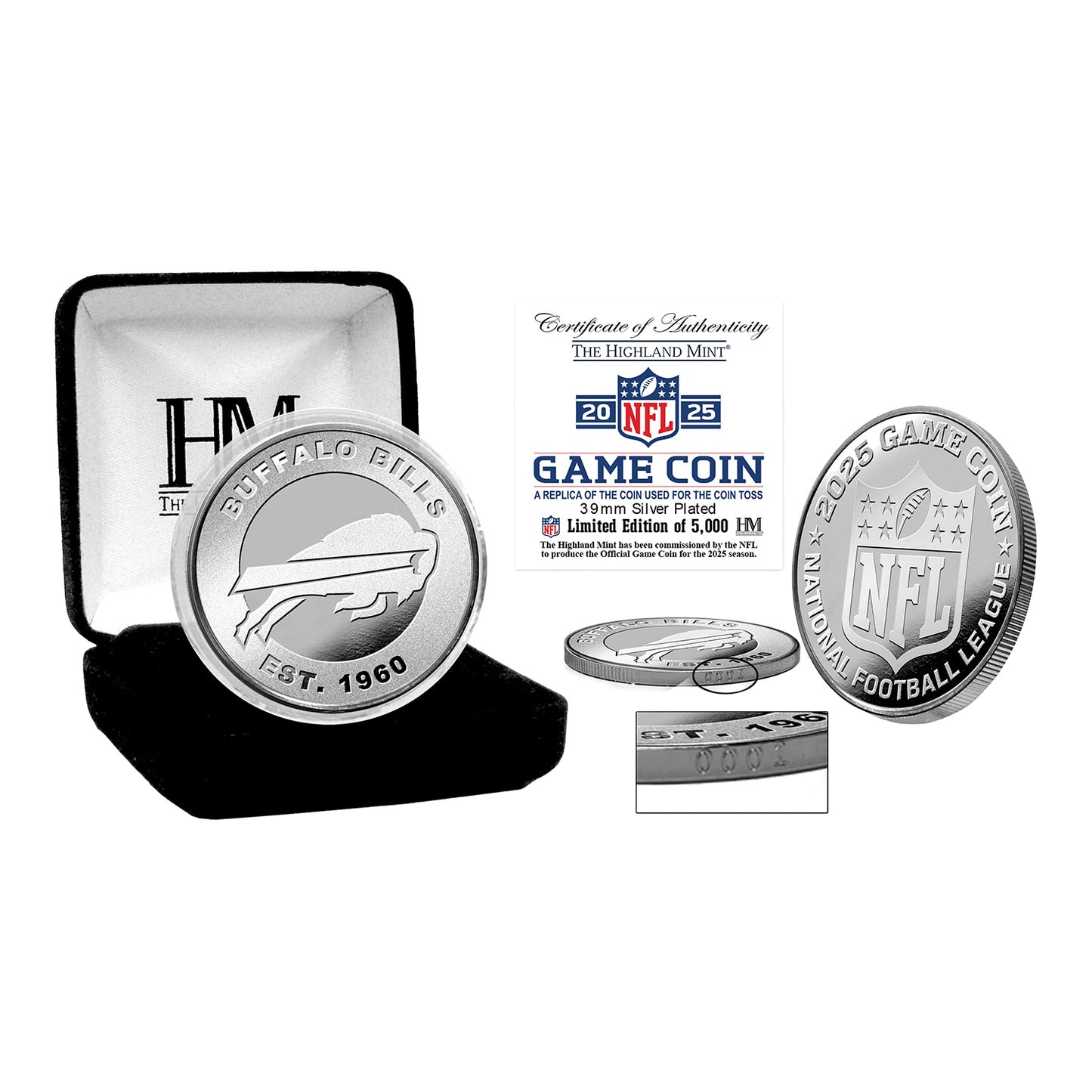 Buffalo Bills NFL 2025 Coin Toss Silver Coin - Front View