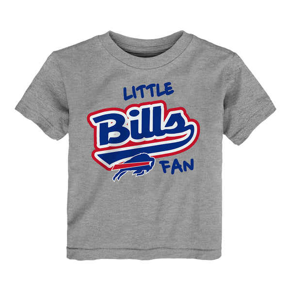 Toddler Little Baller Bills T-Shirt In Grey, Blue & Red - Front View