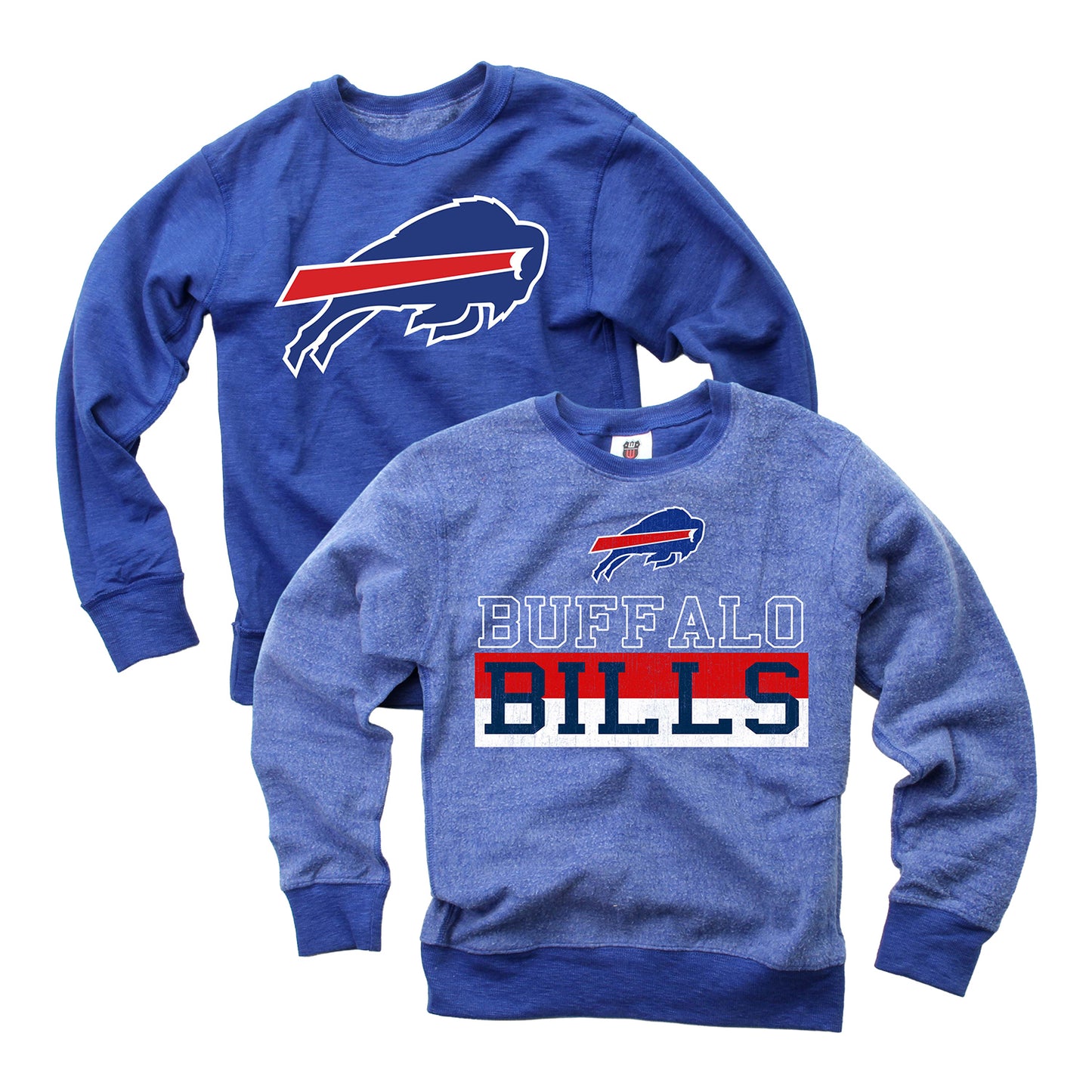 Youth Buffalo Bills Reversible Wordmark Crew In Blue - Both Styles Front View