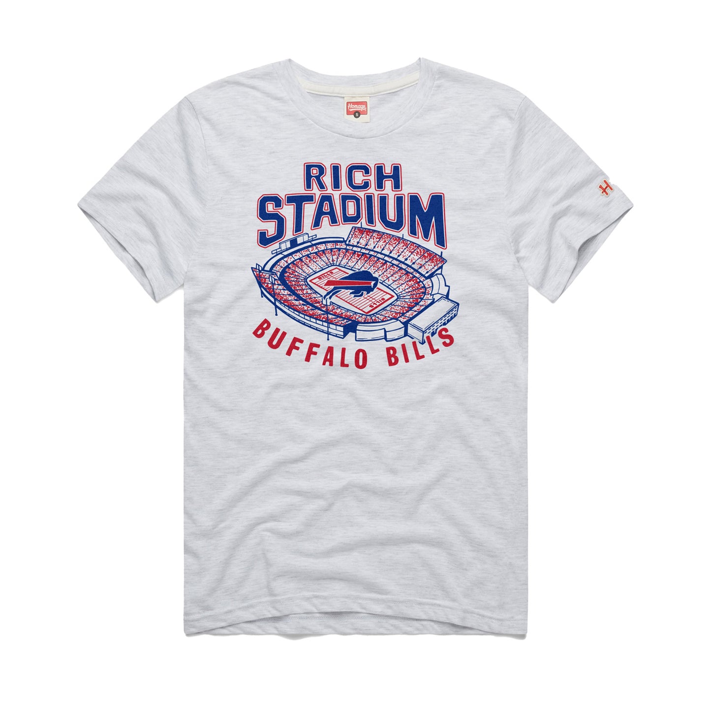 Homage Bills Rich Stadium T-Shirt In Grey - Front View