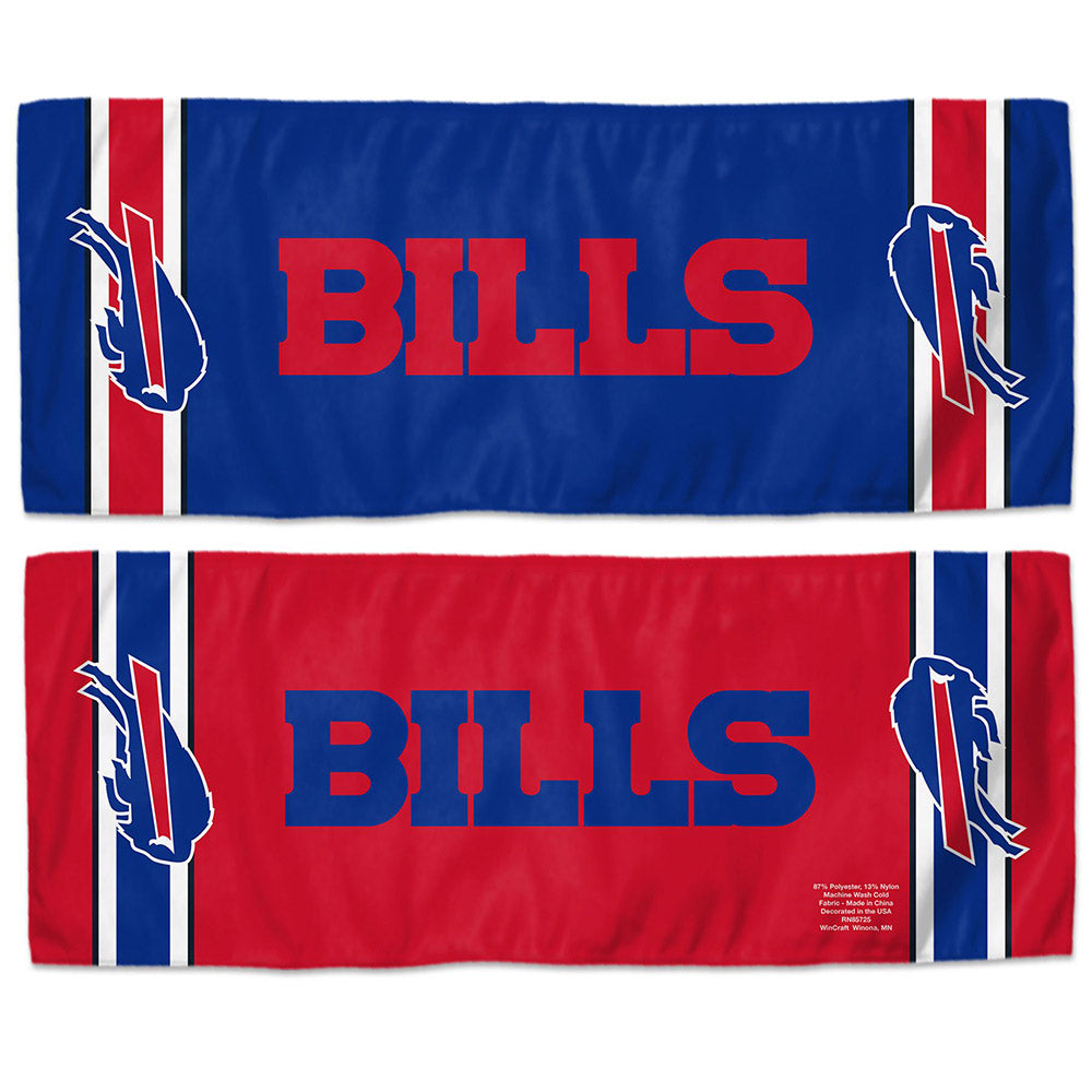 Bills 12x30 Cooling Towel in Blue and Red - Top View