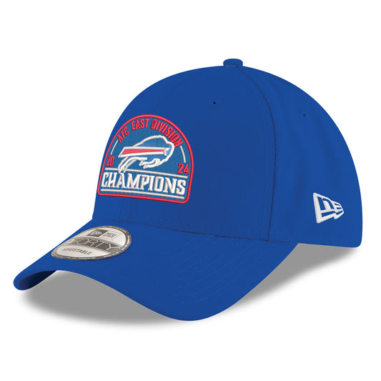 New Era Buffalo Bills 2024 AFC East Division Champions 9FORTY Adjustable Hat In Blue - Angled Left Side View