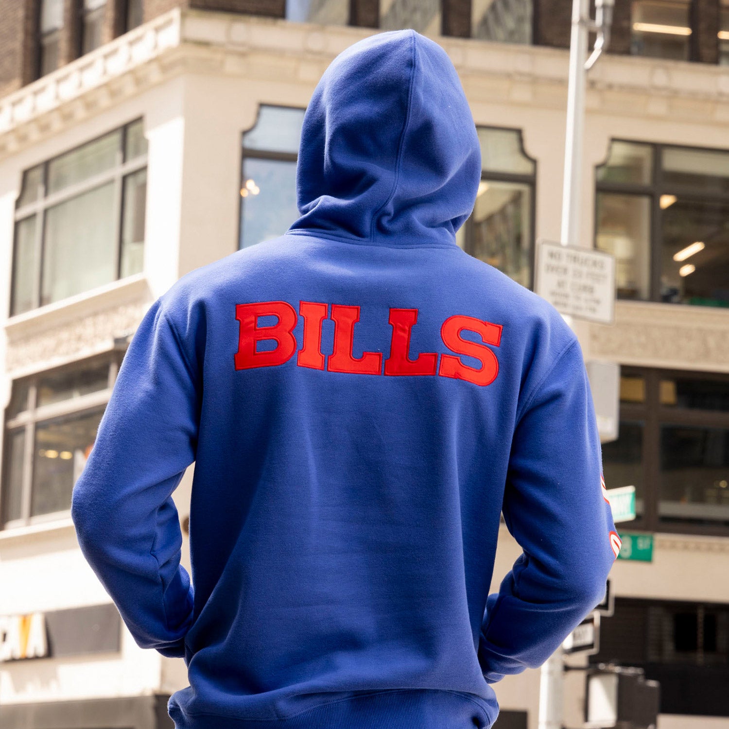 Buffalo Bills Icer Brands Bills Mafia Script Sweatshirt In Blue - Back View On Model