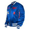 New Era Alpha Industries Bills MA-1 Bomber Jacket In Blue - Angled Front Left View