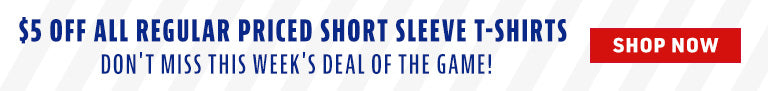 $5 Off All Regular Priced Short Sleeve T-Shirts Don't Miss This Week's Deal of the Game! SHOP NOW