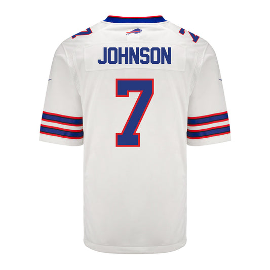 Nike Game Away Taron Johnson Jersey In White - Back View