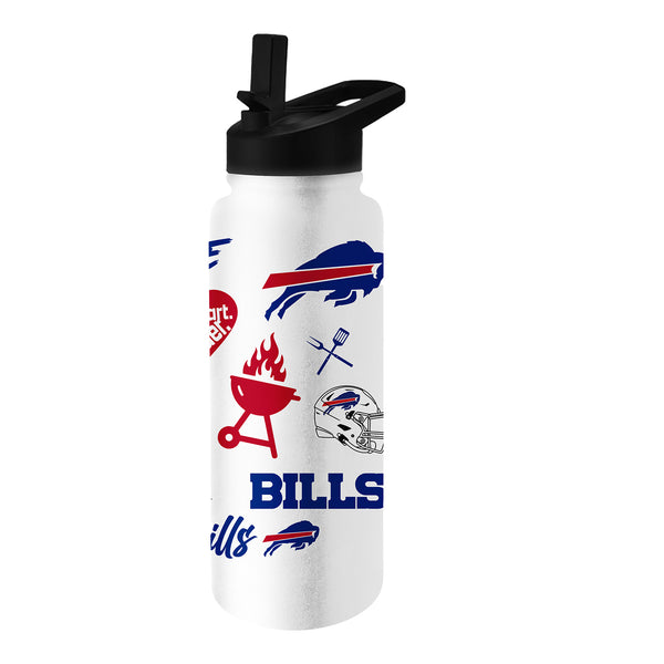 Bills 34 oz. Native Design Stainless Steel Water Bottle In White