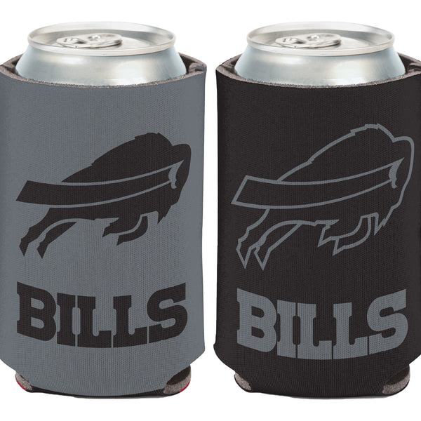 Bills 12 Oz. Blackout Can Coozie In Grey & Black - Front View