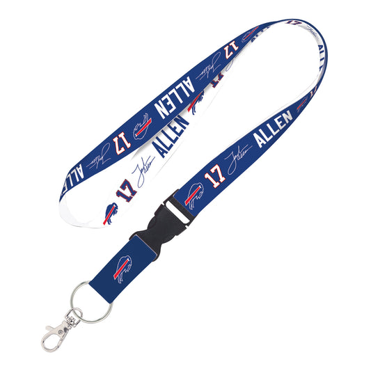 Josh Allen Detachable Lanyard In Blue & White - Front View