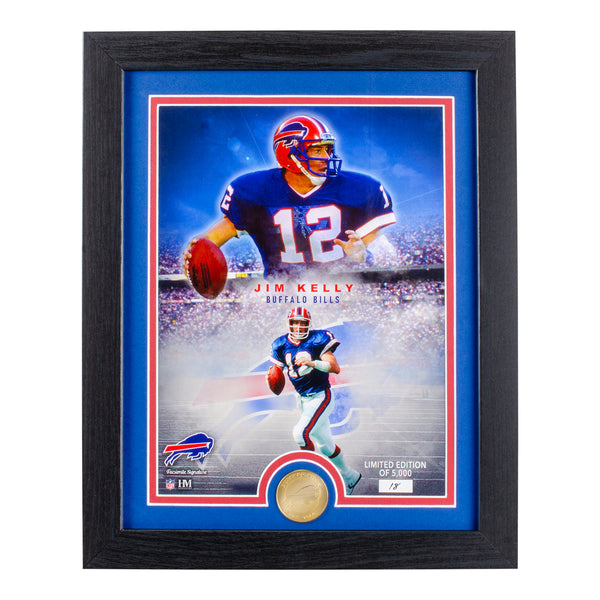 Highland Mint Buffalo Bills Jim Kelly Legends Photo In Blue, Black & Red - Front View