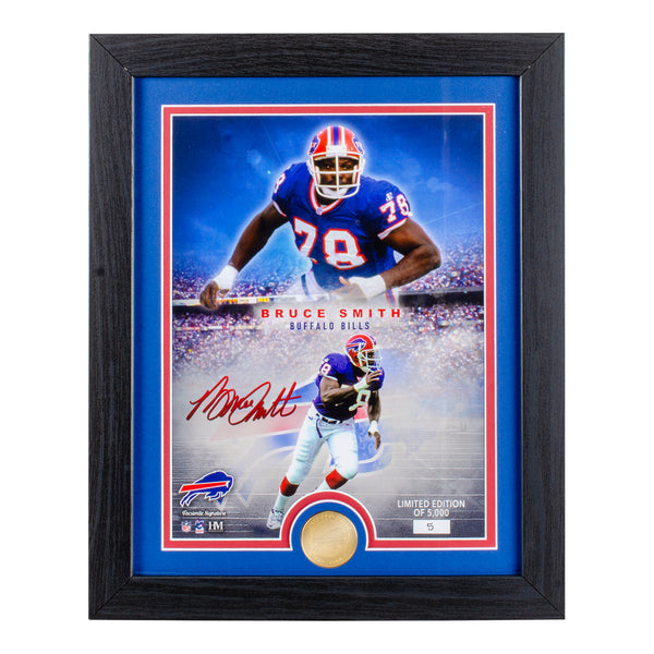 Highland Mint Buffalo Bills Bruce Smith Legends Photo In Blue, Black & Red - Front View