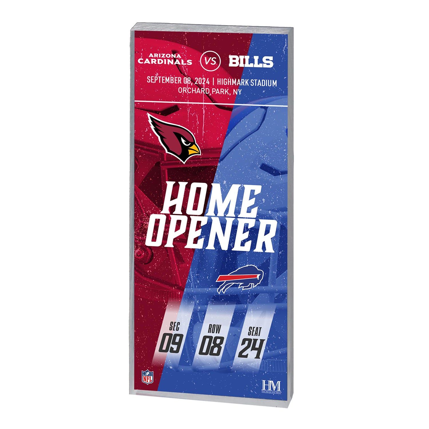 Buffalo Bills vs. Arizona Cardinals 2024 Game Ticket In Blue & Red - Front View