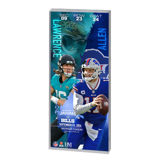 Buffalo Bills vs. Jacksonville Jaguars 2024 Game Ticket In Blue & Green - Front View