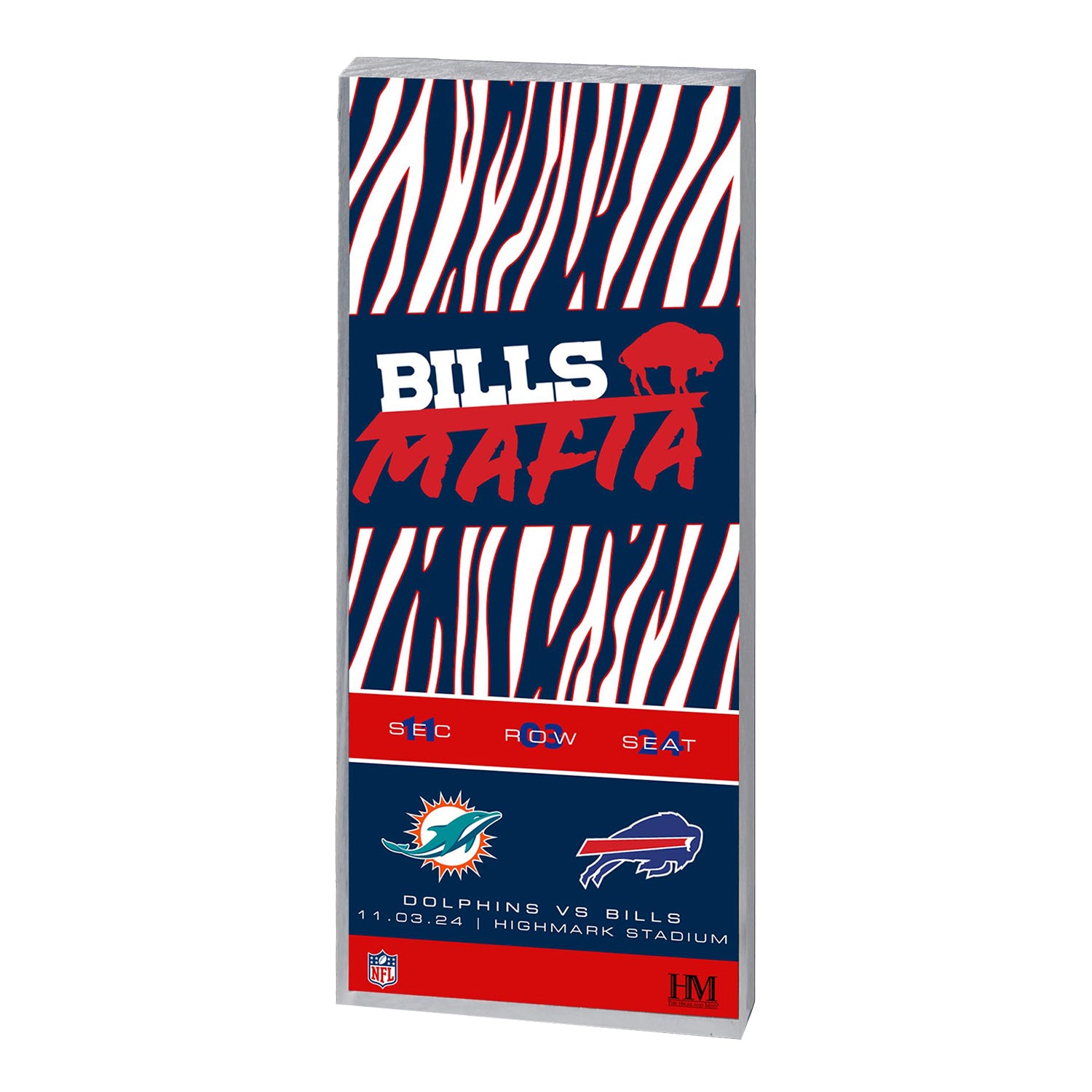 Buffalo Bills vs. Miami Dolphins 2024 Game Ticket In Blue - Front View