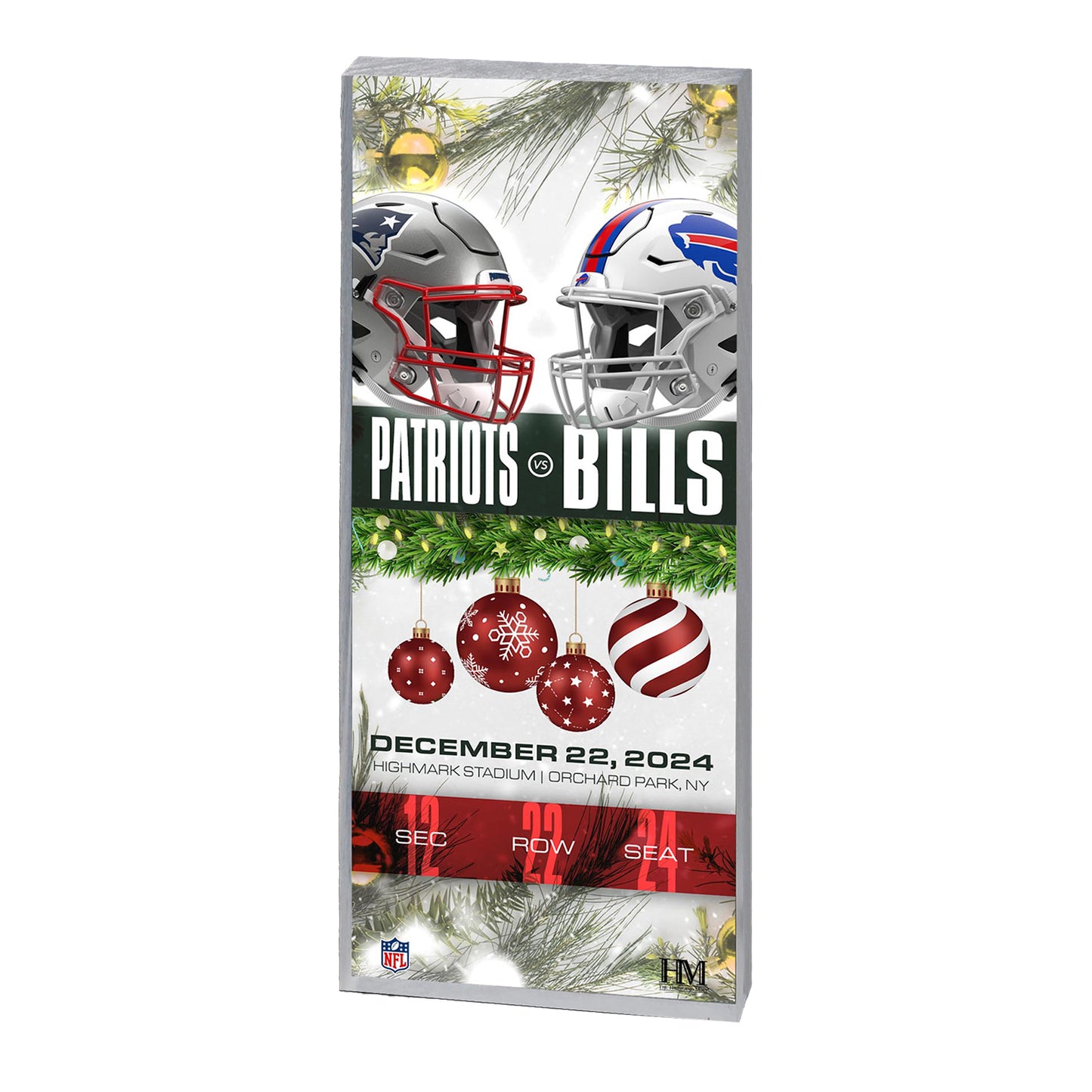 Buffalo Bills vs. New England Patriots 2024 Game Ticket In White - Front View