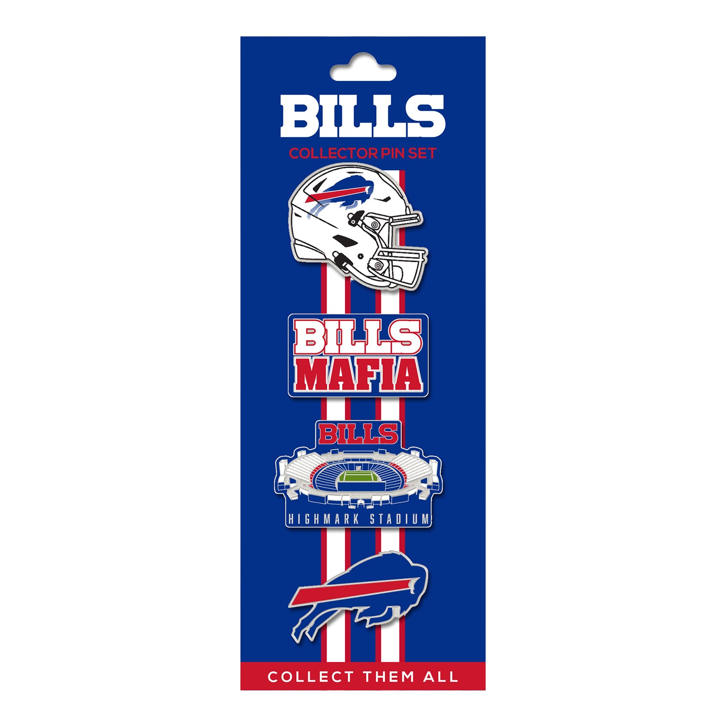 Buffalo Bills Wincraft 4 Pack Hatpin Set In Blue - Front View
